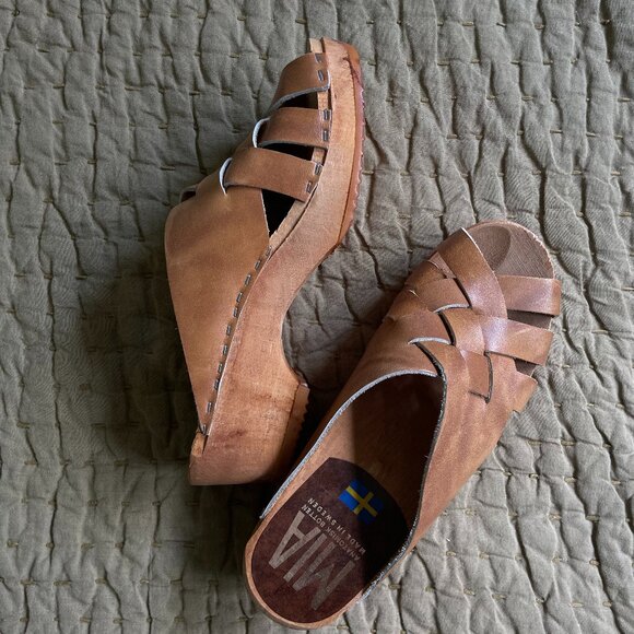 Vintage MIA Swedish Wooden Clog Sandals, Size 37-8 - Picture 1 of 2